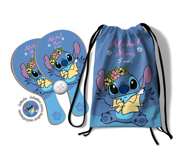 Kit Mochilinha e Raquetes Ping Pong - Lilo Stitch