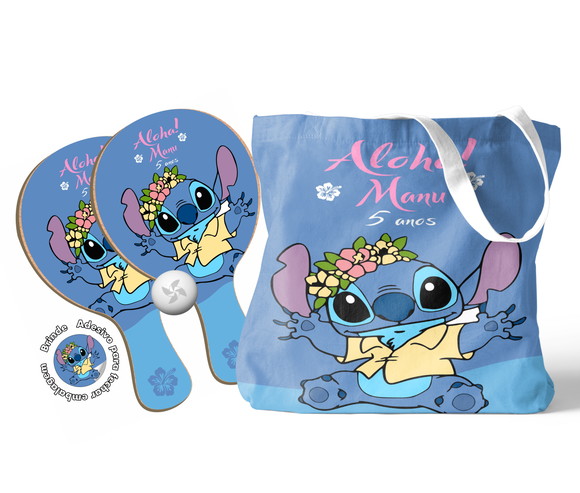 Kit Sacola Oxford e Raquete Ping Pong - Lilo Stitch