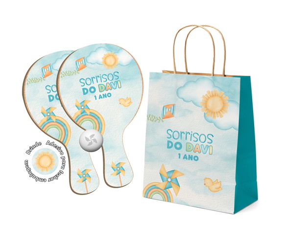 Kit Sacola de Papel e Raquete Ping Pong - 365 Sorrisos