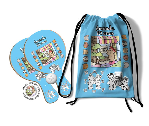 Kit Mochilinha e Raquetes Ping Pong - Bobbie Goods Azul