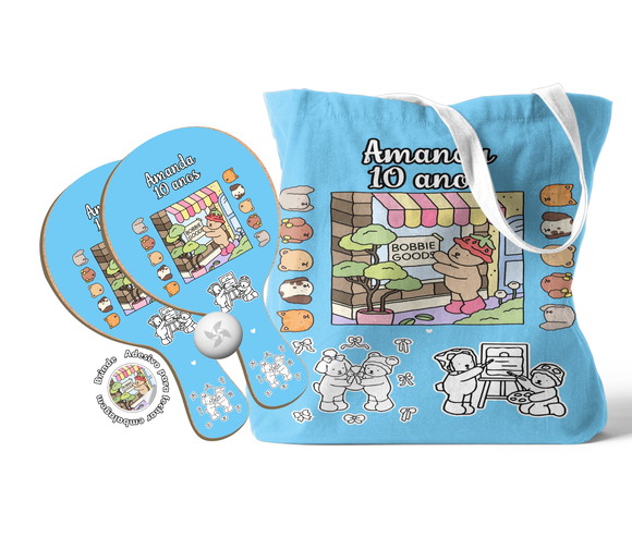 Kit Sacola e Raquete Ping Pong - Bobbie Goods Azul