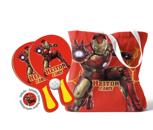 Kit Sacola e Raquete Ping Pong - Homem de Ferro