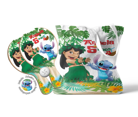 Kit Sacola Tecido e Raquete Ping Pong - Lilo & Stitch