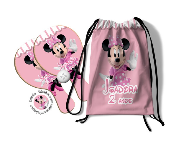 Kit Mochilinha e Raquetes Ping Pong - Minnie Rosa