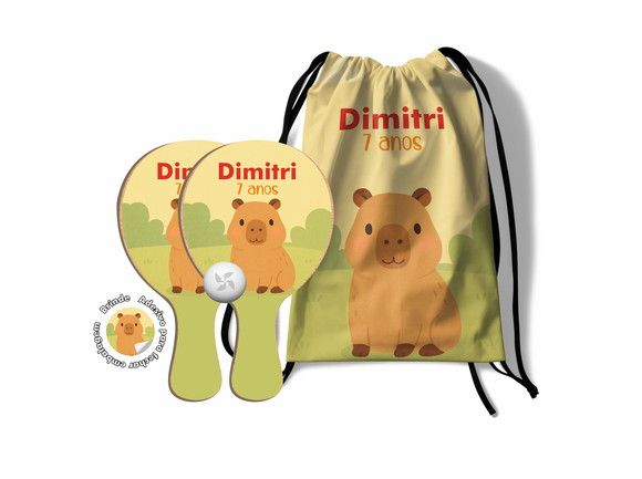 Kit Mochilinha e Raquetes Ping Pong - Capivara