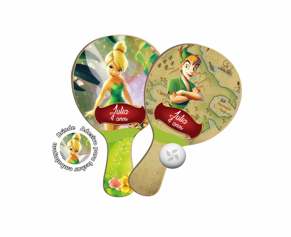 Kit Raquetes Ping Pong - Peter Pan Tinker Bell Sininho