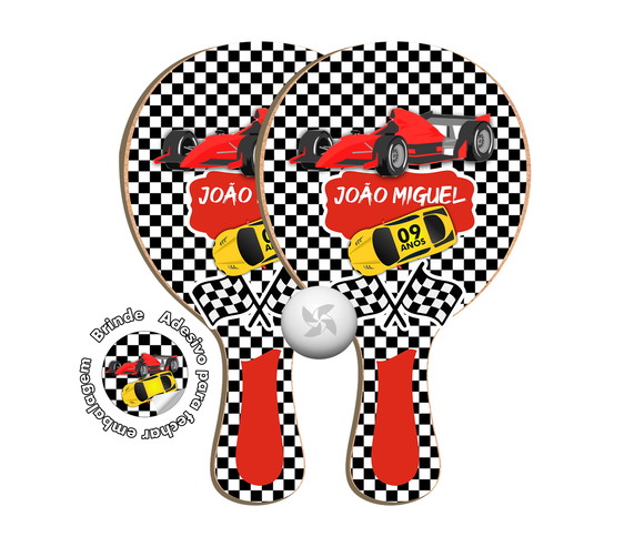 Kit Raquetes Ping Pong - Carros de Corrida