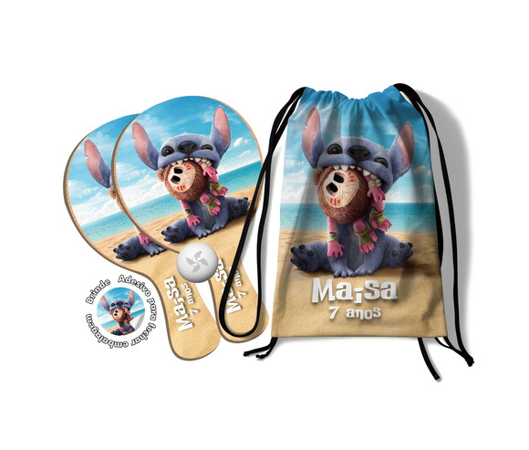Kit Mochilinha e Raquetes Ping Pong - Lilo & Stitch Filme