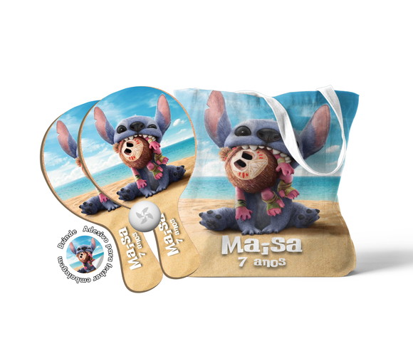 Kit Sacola Oxford e Raquete Ping Pong - Lilo & Stitch Filme