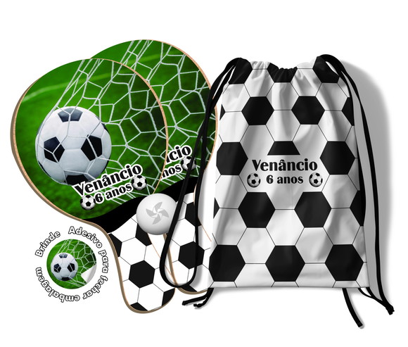Kit Mochilinha e Raquetes Ping Pong - Futebol