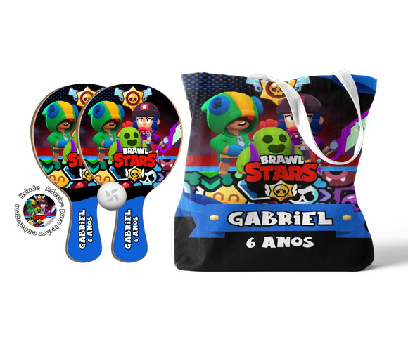 Kit Sacola Oxford e Raquete Ping Pong - Brawl Stars