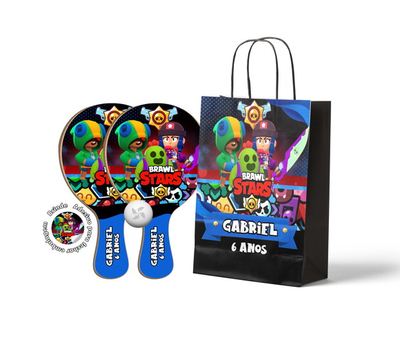 Kit Sacola de Papel e Raquete Ping Pong - Brawl Stars