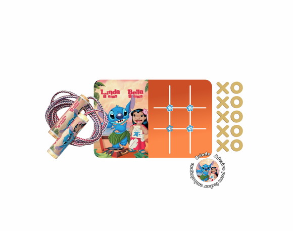 Kit Jogo da Velha em mdf e Pula Corda - Lilo & Stitch