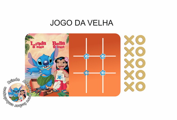Jogo da Velha em mdf 15x23 - Lilo & Stitch