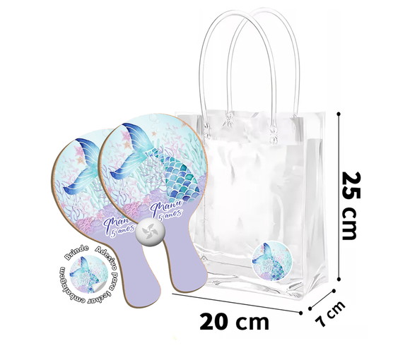 Kit Sacola Transparente e Raquete Ping Pong - Calda Sereia