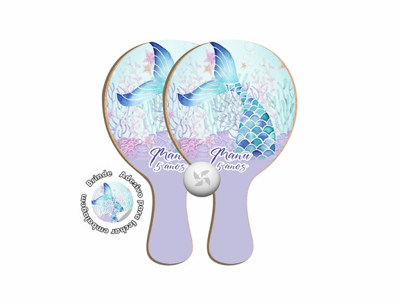Kit Raquetes Ping Pong - Sereia Fundo do Mar