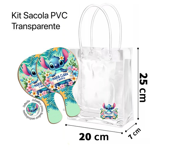 Kit Sacola Transparente e Raquete Ping Pong - Lilo Stitch