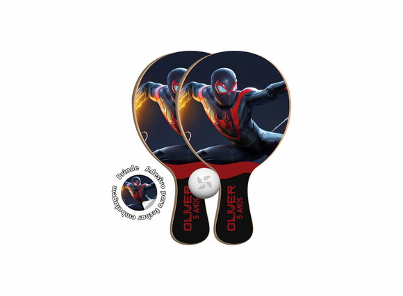 Kit Raquetes Ping Pong - Homem Aranha Miles Morales