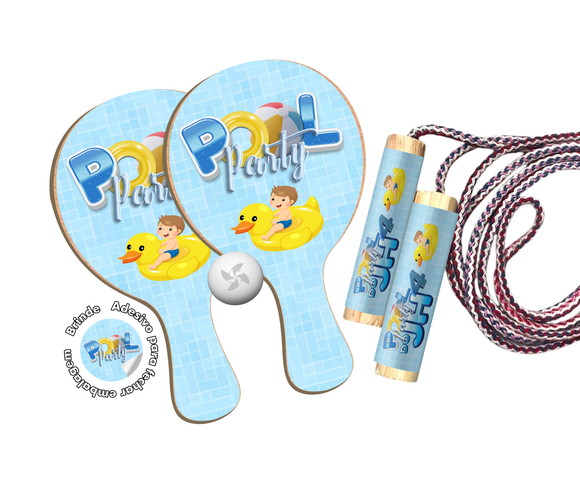 Kit Raquetes Ping Pong e Pula Corda - Pool Party Piscina