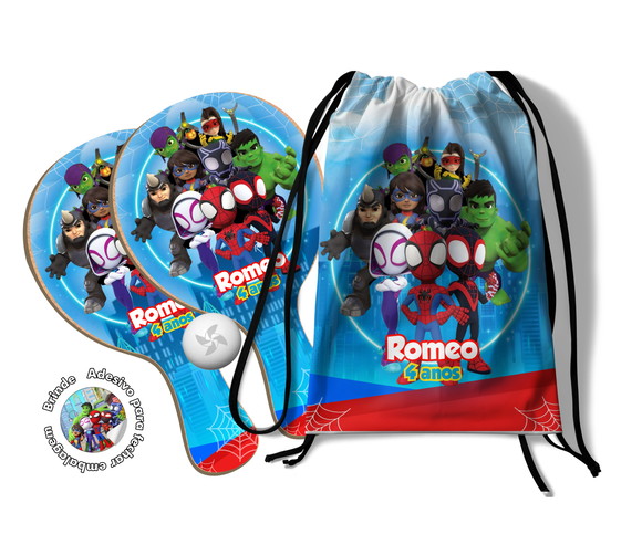 Kit Mochilinha e Raquetes Ping Pong - Spidey e Seus Amigos