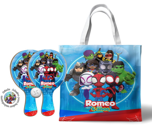 Kit Sacola e Raquete Ping Pong - Spidey e Seus Amigos