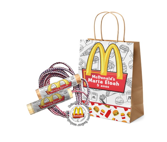 Kit Sacola Papel Kraft e Pula Corda Mc Donald's