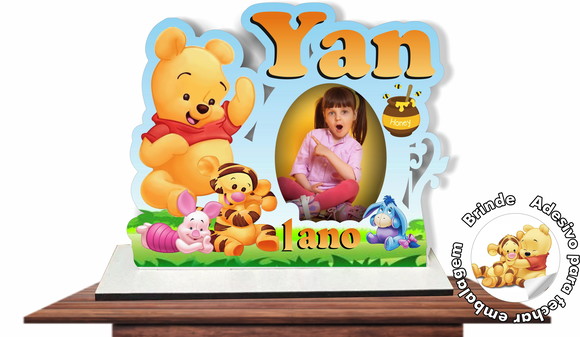 Lembrancinha em mdf - Porta Retrato Ursinho Pooh Baby