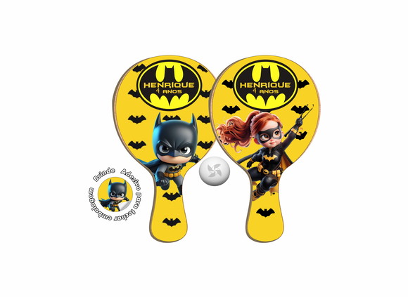 Kit Raquetes Ping Pong - Batman e Batgirl