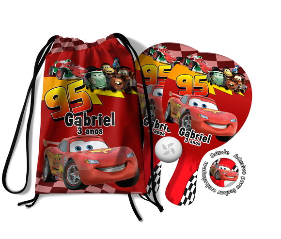 Kit Mochilinha e Raquetes Ping Pong - Carros Mc Queem