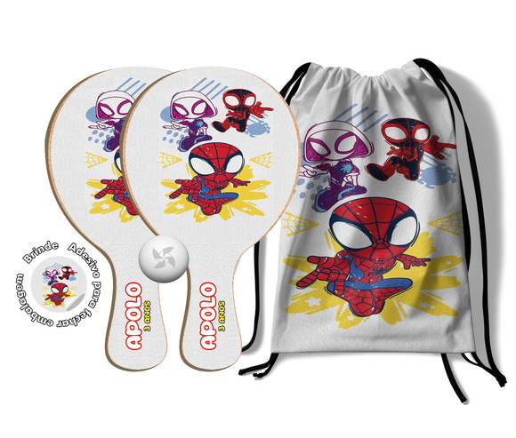 Kit Mochilinha e Raquetes Ping Pong - Spidey e Seus Amigos