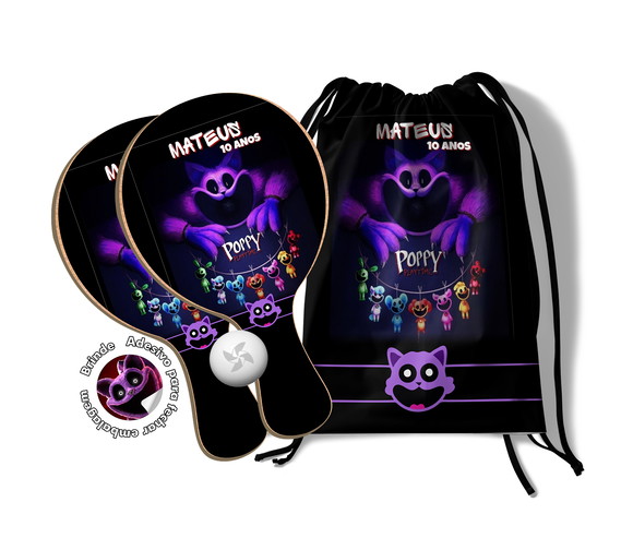 Kit Mochilinha e Raquetes Ping Pong - Poppy Playtime