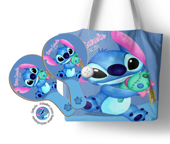 Kit Sacola e Raquete Ping Pong - Stitch