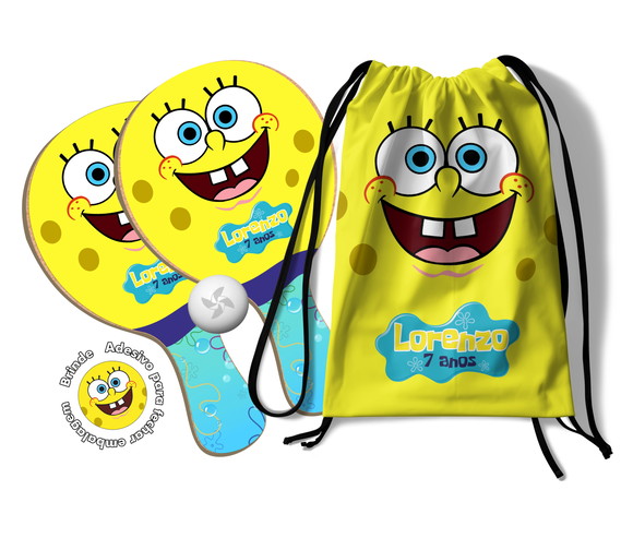 Kit Mochilinha e Raquetes Ping Pong - Bob Esponja