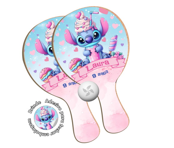 Kit Raquetes Ping Pong - Lilo Stitch Milk Shake