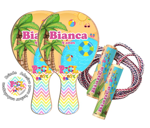 Kit Raquetes Ping Pong e Pula Corda - Pool Party Piscina