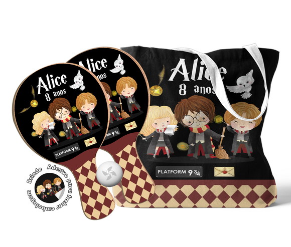 Kit Sacola Oxford e Raquete Ping Pong - Harry Potter