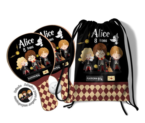 Kit Mochilinha e Raquetes Ping Pong - Harry Potter