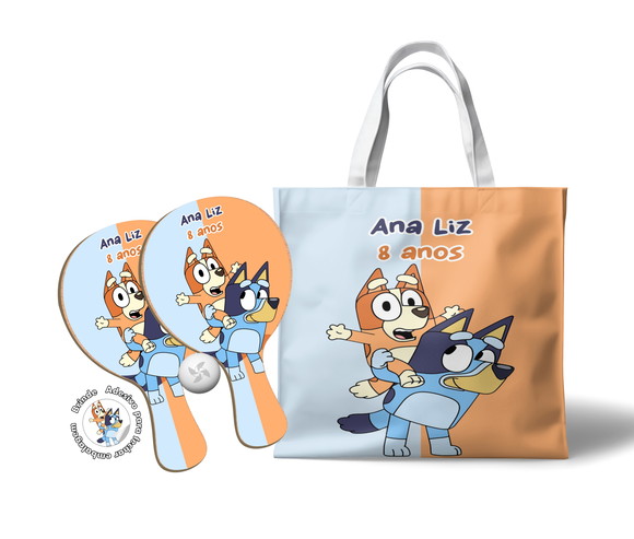 Kit Sacola e Raquete Ping Pong - Bluey