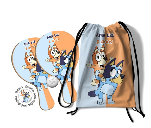 Kit Mochilinha e Raquetes Ping Pong - Bluey