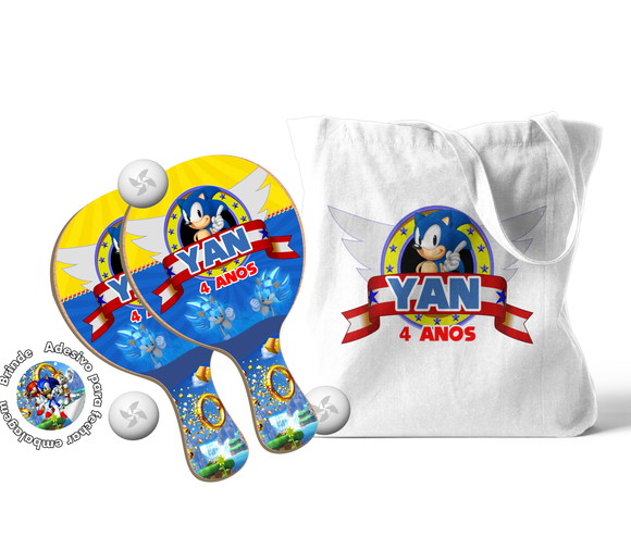 Kit Sacola e Raquete Ping Pong - Sonic