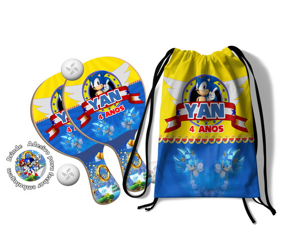 Kit Mochilinha e Raquetes Ping Pong - Sonic