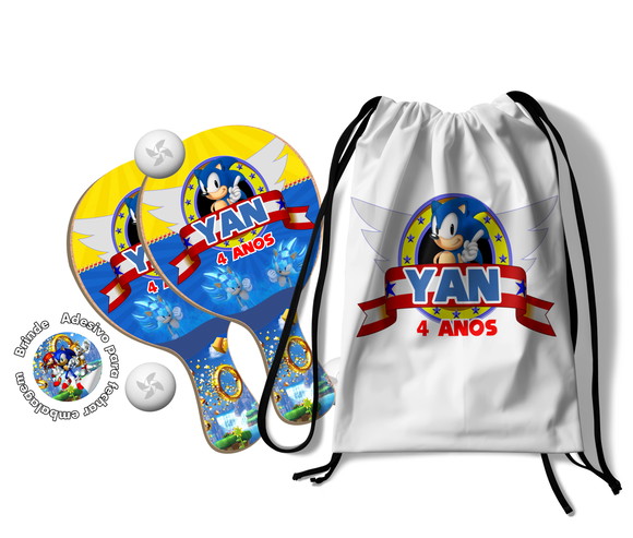 Kit Mochilinha e Raquetes Ping Pong - Sonic