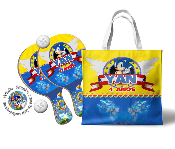 Kit Sacola e Raquete Ping Pong - Sonic
