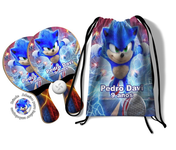 Kit Mochilinha e Raquetes Ping Pong - Sonic