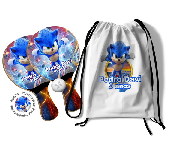 Kit Mochilinha e Raquetes Ping Pong - Sonic