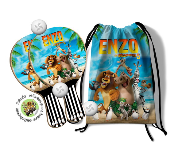 Kit Mochilinha e Raquetes Ping Pong - Madagascar