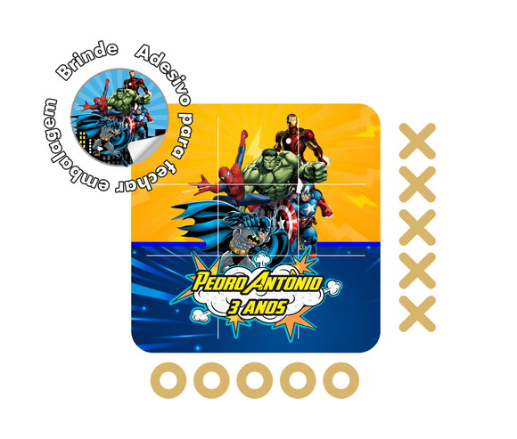 Jogo da Velha em mdf 16x16 - Avengers Super Heróis