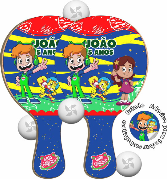 Kit Raquetes Ping Pong - Gato Galactico