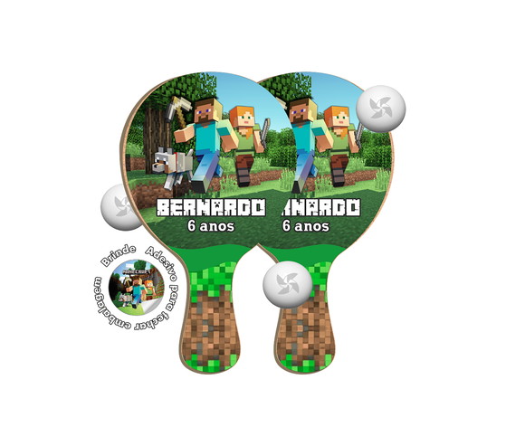 Kit Raquetes Ping Pong - Minecraft