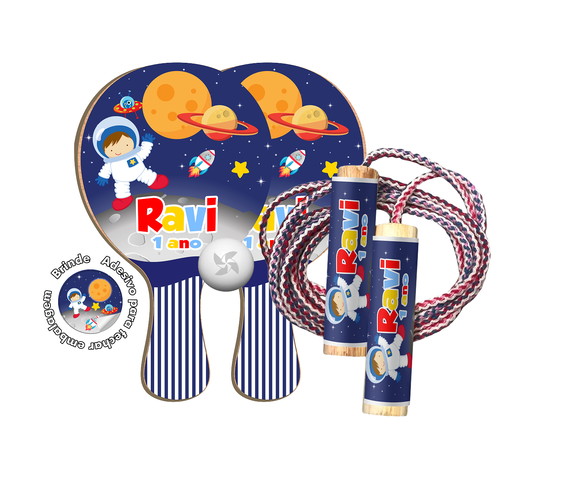 Kit Raquetes Ping Pong e Pula Corda - Astronauta
